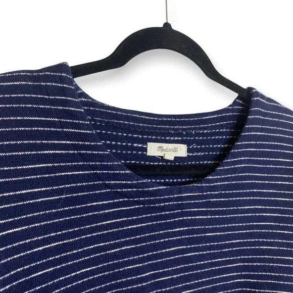 Madewell Navy Blue  Striped Top with Lace Up Sides - Picture 6 of 8